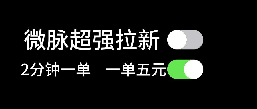 微脉超强拉新, 两分钟1单, 一单利润5块,适合小白-冒泡网