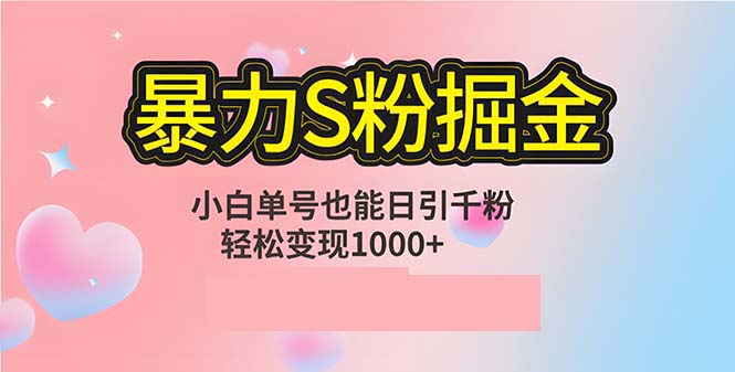 单人单机日引千粉,变现1000+,S粉流量掘金计划攻略-冒泡网