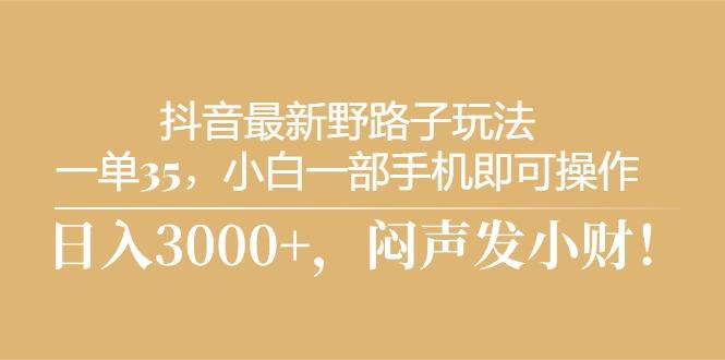 抖音最新野路子玩法,一单35,小白一部手机即可操作,,日入3000+,闷…-冒泡网
