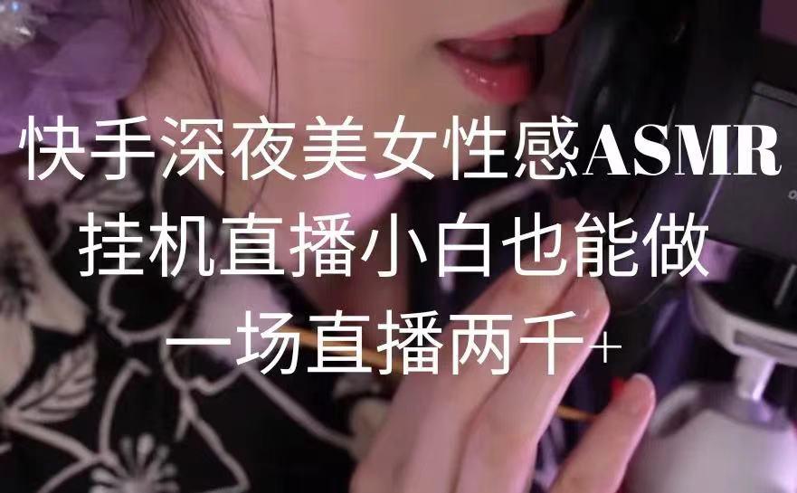 快手深夜美女性感ASMR挂机直播,小白也能做,一场直播两千+-冒泡网