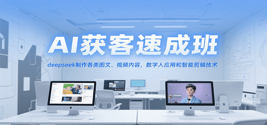 AI获客速成班,deepseek制作各类图文、视频内容,数字人应用和智能剪辑技术-冒泡网