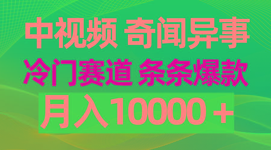(9627期)中视频奇闻异事,冷门赛道条条爆款,月入10000+-冒泡网