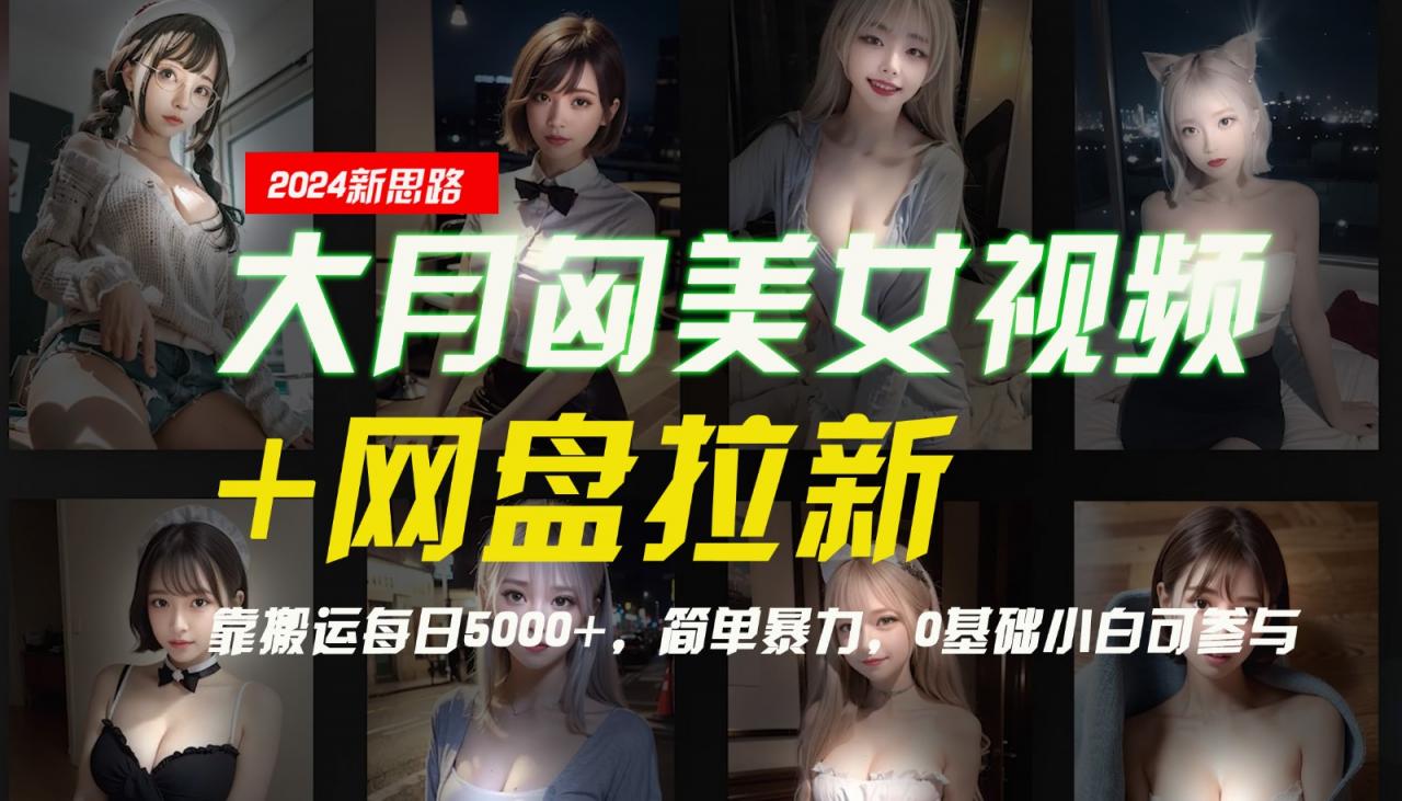 【新思路】大月匈美女视频+网盘拉新,靠搬运每日5000+,简单暴力,0基础小白可参与-冒泡网