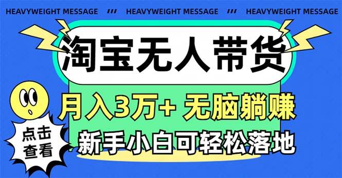淘宝无人带货3.0高收益玩法,月入3万+,无脑躺赚,新手小白可落地实操-冒泡网