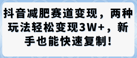 抖音减肥赛道变现，两种玩法轻松变现3W+，新手也能快速复制-冒泡网