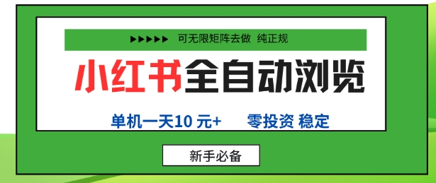小红书全自动浏览项目,零投资,全程手机去跑,单账号一天10米+,可无限矩阵去做【揭秘】-冒泡网