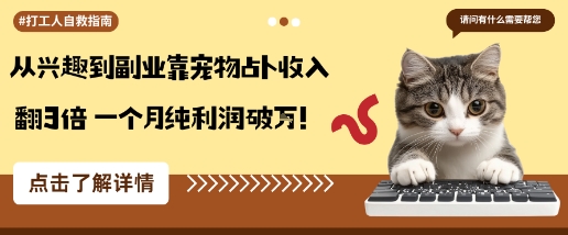 从兴趣到副业靠宠物占卜收入翻3倍一个月纯利润破W-冒泡网