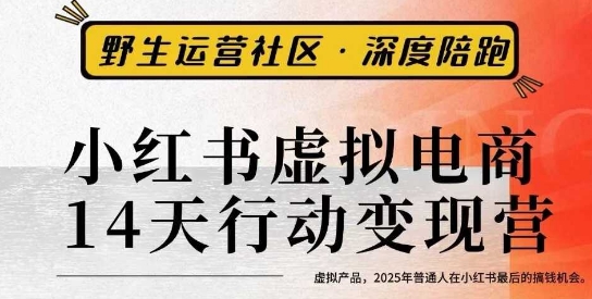 小红书虚拟电商14天变现训练营3.0,虚拟产品,2025年普通人在小红书最后的搞钱机会-冒泡网