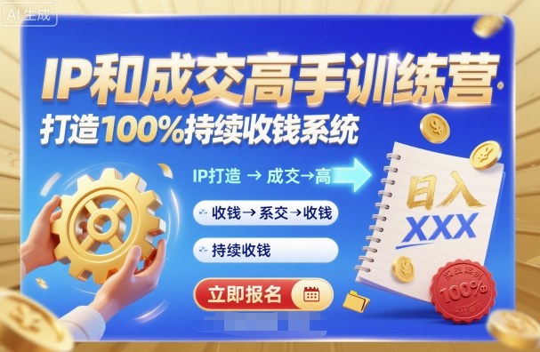 带你成为IP和成交高手的训练营,打造100%持续收钱系统-冒泡网