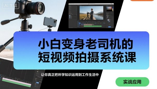 小白变身老司机的短视频拍摄系统课,让你真正把所学知识运用到工作生活中-冒泡网