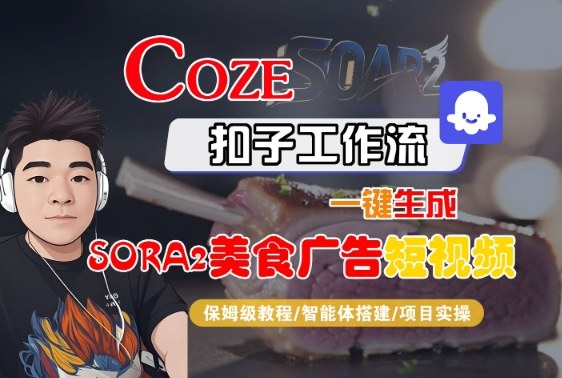 Coze扣子智能体工作流一键生成“SORA2美食广告“短视频,全流程保姆级教学-冒泡网