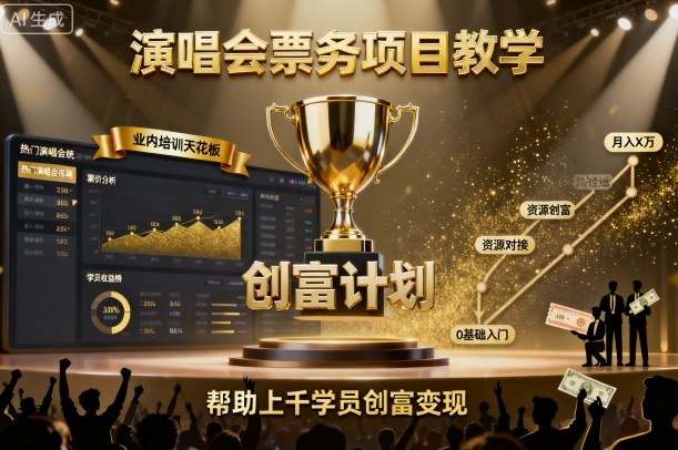 演唱会票务项目教学，业内培训天花板，帮助上千学员创富变现（更新）-冒泡网