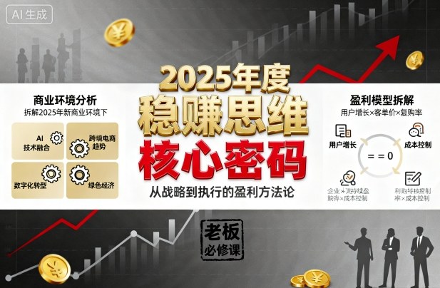 2025年度稳賺思维老板创业营,拆解2025年新商业环境下,企业实现持续盈利的核心密码-冒泡网