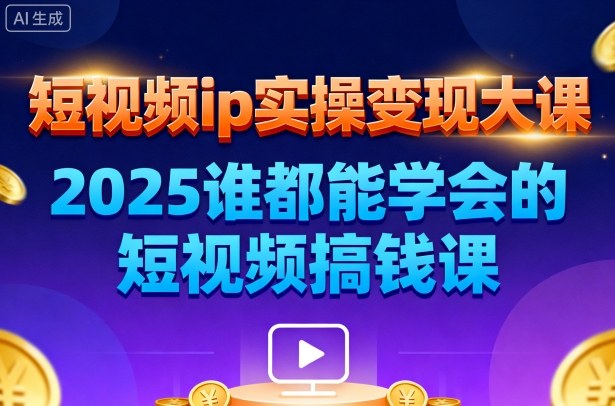 短视频ip实操变现大课，7月26-27日广州站线下课，2025谁都能学会的短视频搞钱课-冒泡网