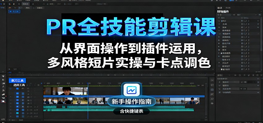PR全技能剪辑课:从界面操作到插件运用,多风格短片实操与卡点调色-冒泡网