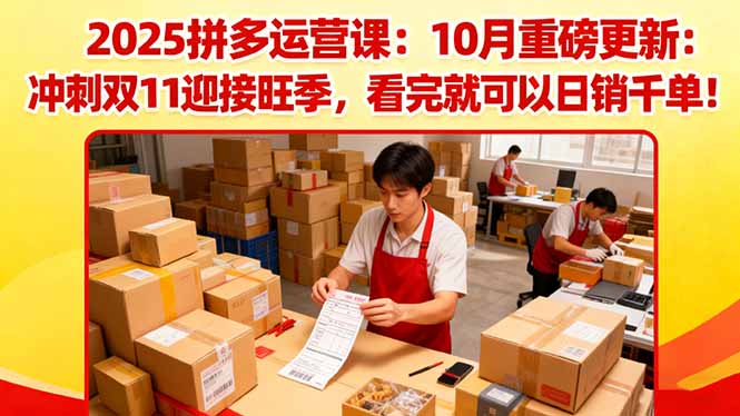 2025拼多多运营课：10月重磅更新：冲刺双11迎接旺季，看完就可以日销千单-冒泡网