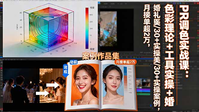 PR调色实战课:色彩理论+工具实操+婚礼医美/30+实操案例,月接单超2万-冒泡网