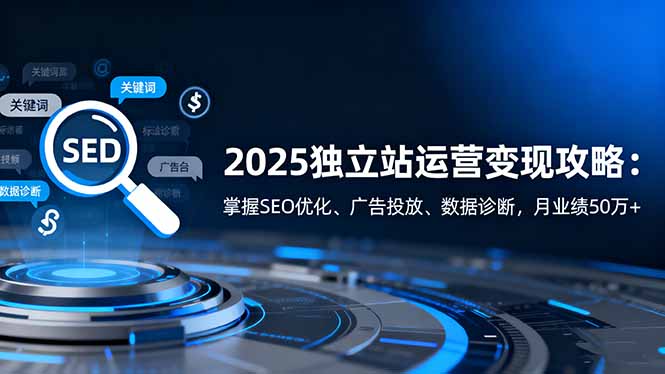 2025独立站运营变现攻略：掌握SEO优化、广告投放、数据诊断，月业绩50万+-冒泡网