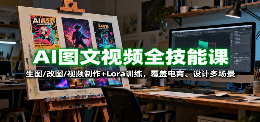 AI图文视频全技能课:生图/改图/视频制作+Lora训练,覆盖电商 、设计多场景-冒泡网