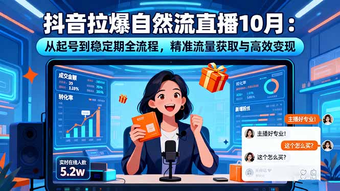 抖音拉爆自然流直播10月:从起号到稳定期全流程,精准流量获取与高效变现-冒泡网