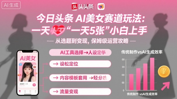 今日头条AI美女赛道玩法,一天轻松5张,小白轻松上手-冒泡网