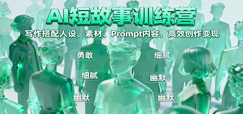 AI短故事训练营:写作搭配人设、素材、Prompt内容,高效创作变现-冒泡网