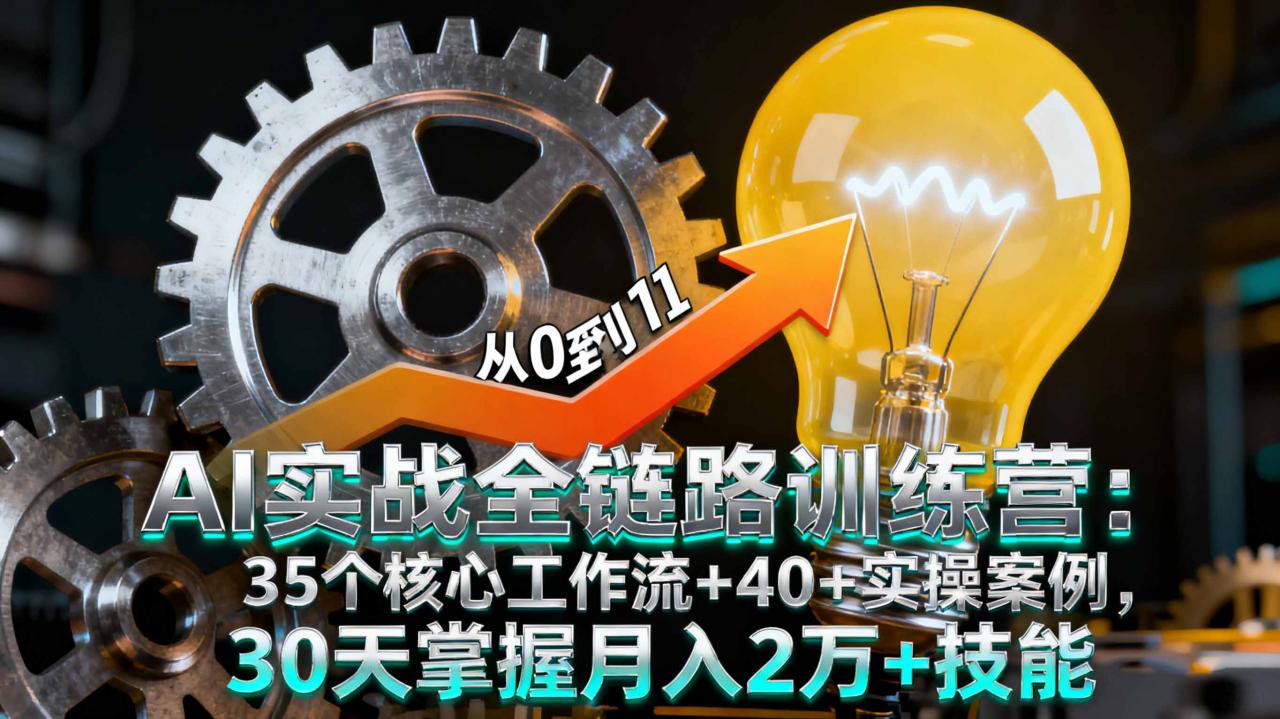 AI实战全链路训练营:35个核心工作流+40+实操案例,30天掌握月入2万+技能-冒泡网