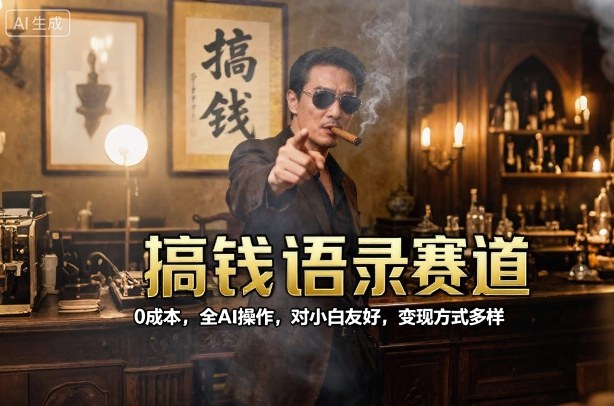 搞钱语录赛道,0成本,全AI操作,对小白友好,变现方式多样-冒泡网