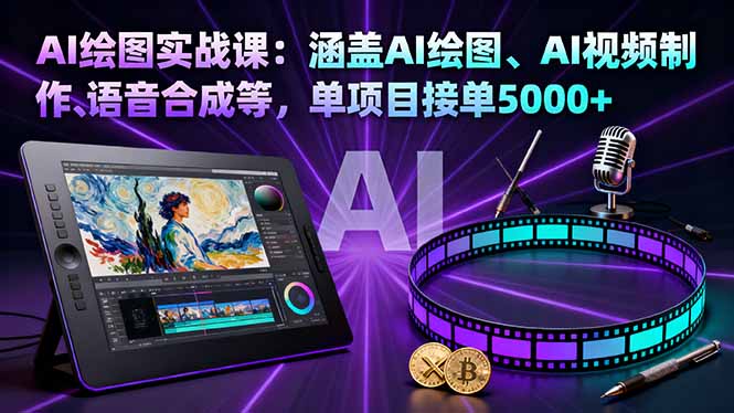 AI绘图实战课:涵盖AI绘图、AI视频制作、语音合成等,单项目接单5000+-冒泡网