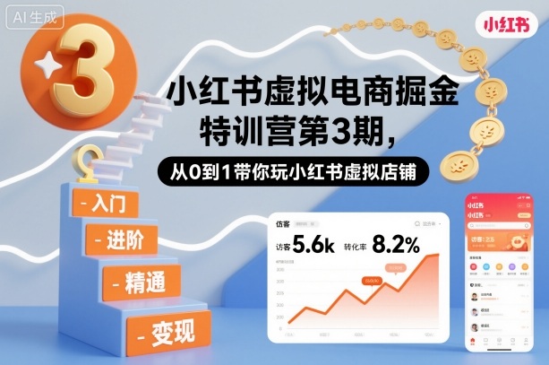 小红书虚拟电商掘金特训营第3期，从0到1带你玩小红书虚拟店铺-冒泡网