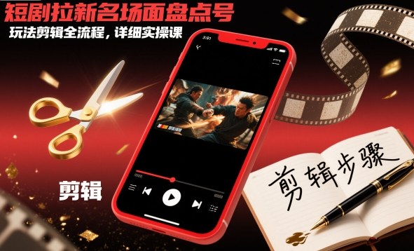 短剧拉新名场面盘点号玩法剪辑全流程,详细实操课-冒泡网