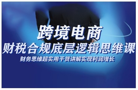 跨境电商财稅合规底层逻辑思维课,财务思维超实用于货讲解实现利润增长-冒泡网