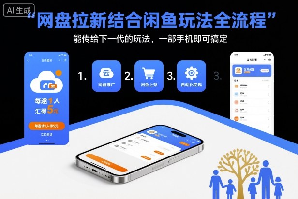 网盘拉新结合闲鱼玩法全流程，能传给下一代的玩法，一部手机即可搞定（附入口渠道以及实操教程）-冒泡网
