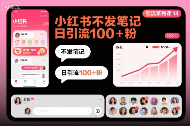 引流系列课14:小红书不发笔记日引流100+粉-冒泡网