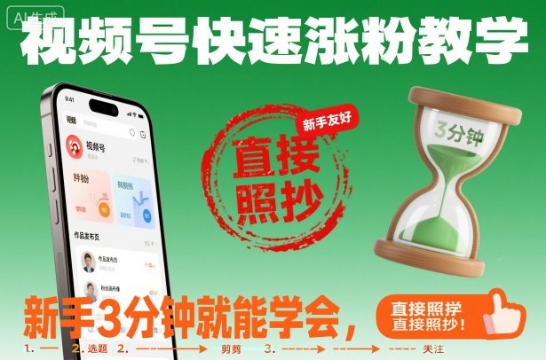 视频号快速涨粉教学,新手3分钟就能学会,直接照抄!-冒泡网