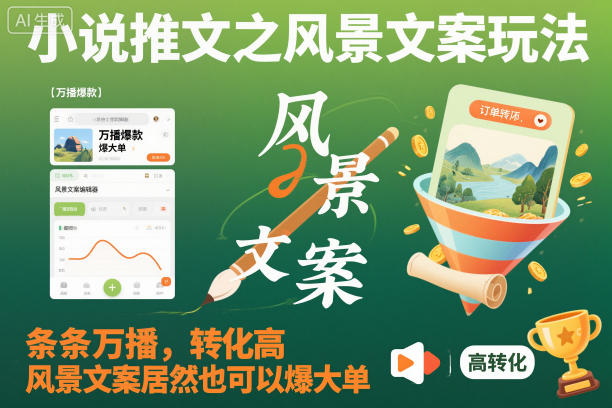 小说推文之风景文案玩法，条条万播，转化高，风景文案居然也可以爆大单！-冒泡网