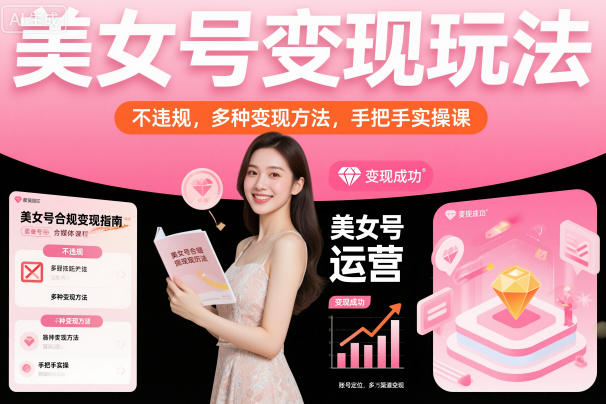 美女号变现玩法，不违规，多种变现方法，手把手实操课-冒泡网