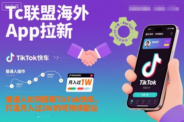 Tc联盟海外App拉新:普通人如何搭乘TikTok快车,打造月入过1W的可持续副业-冒泡网