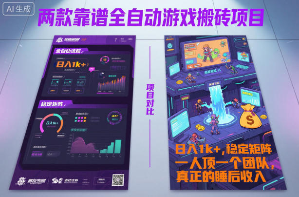 两款靠谱全自动游戏搬砖项目,日入1k+,稳定可矩阵,一人顶一个团队,真正的睡后收入【揭秘】-冒泡网