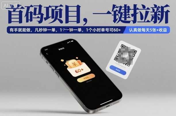 首码项目,一键拉新,有手就能做,几秒钟一单,1个小时单号可60+,认真做每天5张+收益【揭秘】-冒泡网