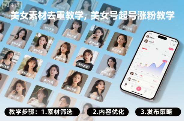 美女素材去重教学，美女号起号涨粉教学-冒泡网