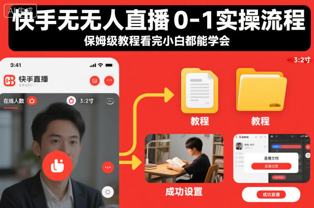 快手无人直播0-1实操流程，保姆级教程看完小白都能学会-冒泡网