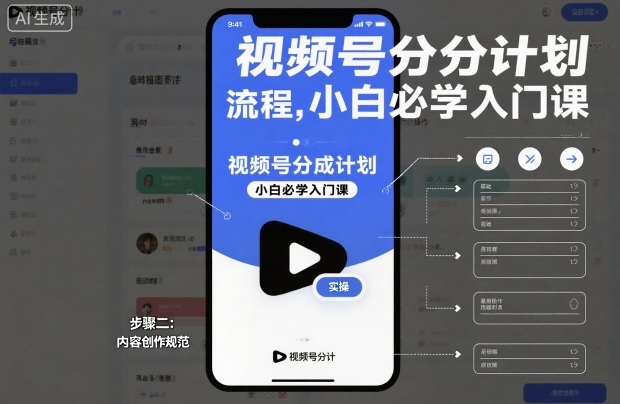 视频号分成计划实操流程，小白必学入门课-冒泡网