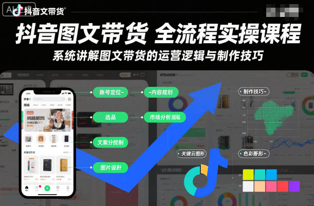抖音图文带货全流程实操课程,系统讲解图文带货的运营逻辑与制作技巧-冒泡网