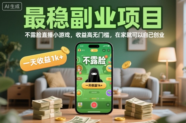 最稳副业项目，不露脸直播小游戏，收益高无门槛，一天收益1k+，在家就可以自己创业【揭秘】-冒泡网