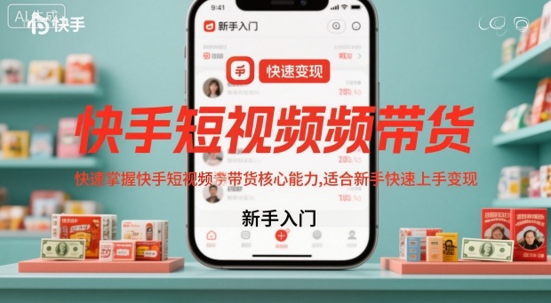 快手短视频带货,快速掌握快手短视频带货核心能力,适合新手快速上手变现-冒泡网