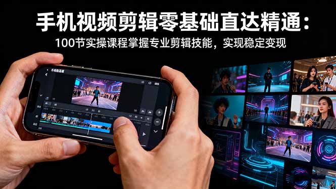 手机视频剪辑零基础直达精通：100节实操课程掌握专业剪辑技能，实现稳…-冒泡网