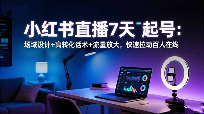 小红书直播7天起号:场域设计+高转化话术+流量放大,快速拉动百人在线-冒泡网