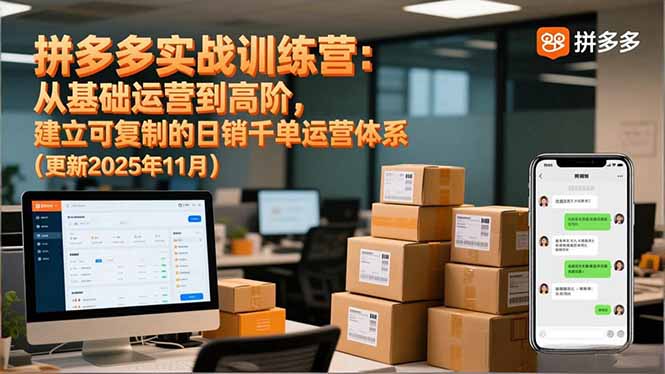 拼多多实战训练营:从基础运营到高阶,建立可复制的日销千单运营体系(更新11月-冒泡网