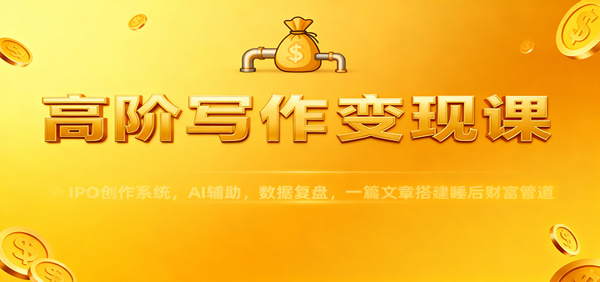 高阶写作变现课：IPO创作系统，AI辅助，数据复盘，一篇文章搭建睡后财富管道-冒泡网